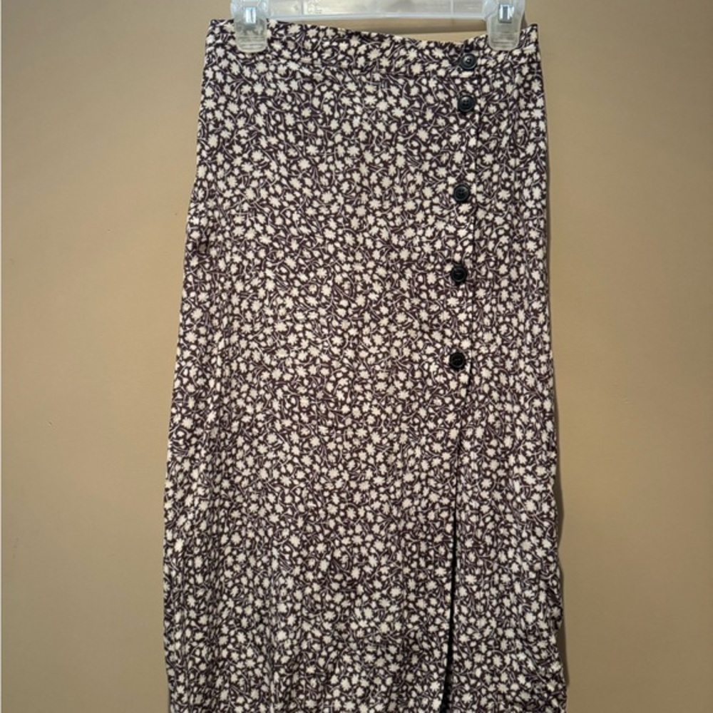 Tan Brown Midi Pencil Skirt Wrap Slit
